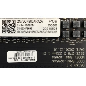 MAIN PARA SMART TV SAMSUNG 8K RESOLUCION (7,680 x 4,320) UHD CON HDR / NUMERO DE PARTE BN94-16860M / BN41-02854A / BN9416860M / BN97-18317B / 010233679693 / 20210528 / 16860M / PANEL CY-TA075JMHV1H / MODELO QN75QN900AFXZA